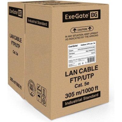 Кабель EXEGATE UTP-2-C5E-CU-S24-IN-PVC-GY-305 UTP